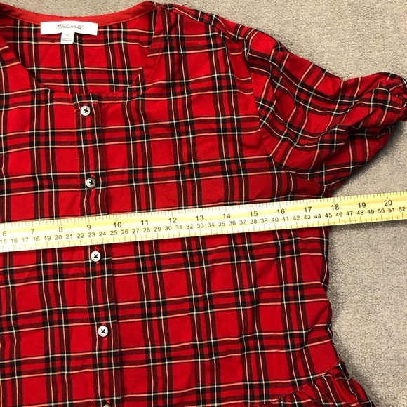 Madewell Studio Ruffle-Hem Top in Clanton Plaid size XS - Picture 7 of 8